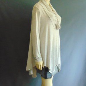 Neiman Marcus Light Gray Heather Rayon Spandex Asymmetrical Tunic Top Sm